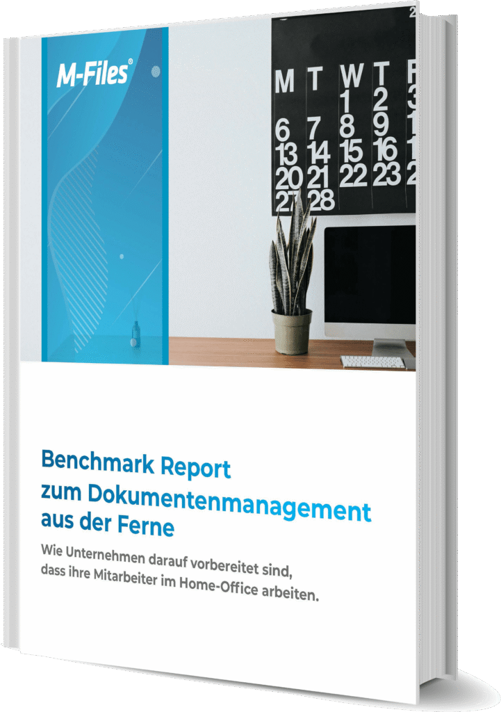 Titelseite des M-Files Benchmark Reports „Dokumentenmanagement aus der Ferne“
